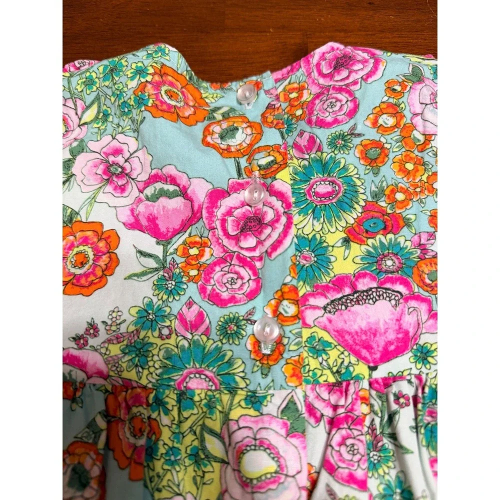 Classic Whimsy Girls Dress 4T Multicolor Floral Ruffle Olivia Cottagecore